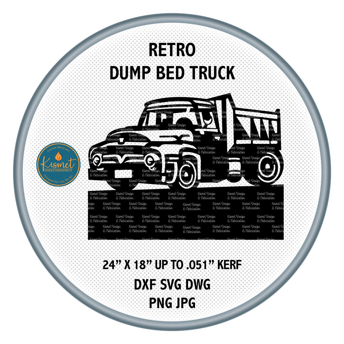 Retro Dump Bed Truck Name Sign DXF/SVG design preview with file details