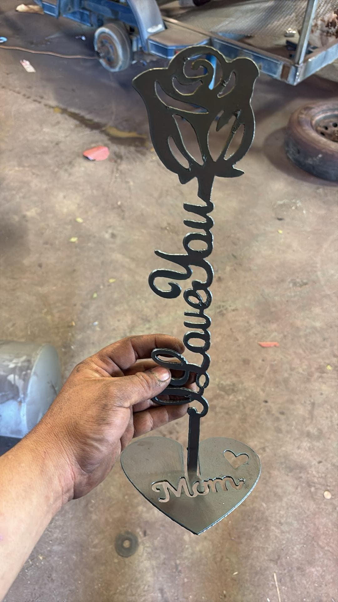 Mom Forever Rose, Heart Base finished metal example (photo 5)