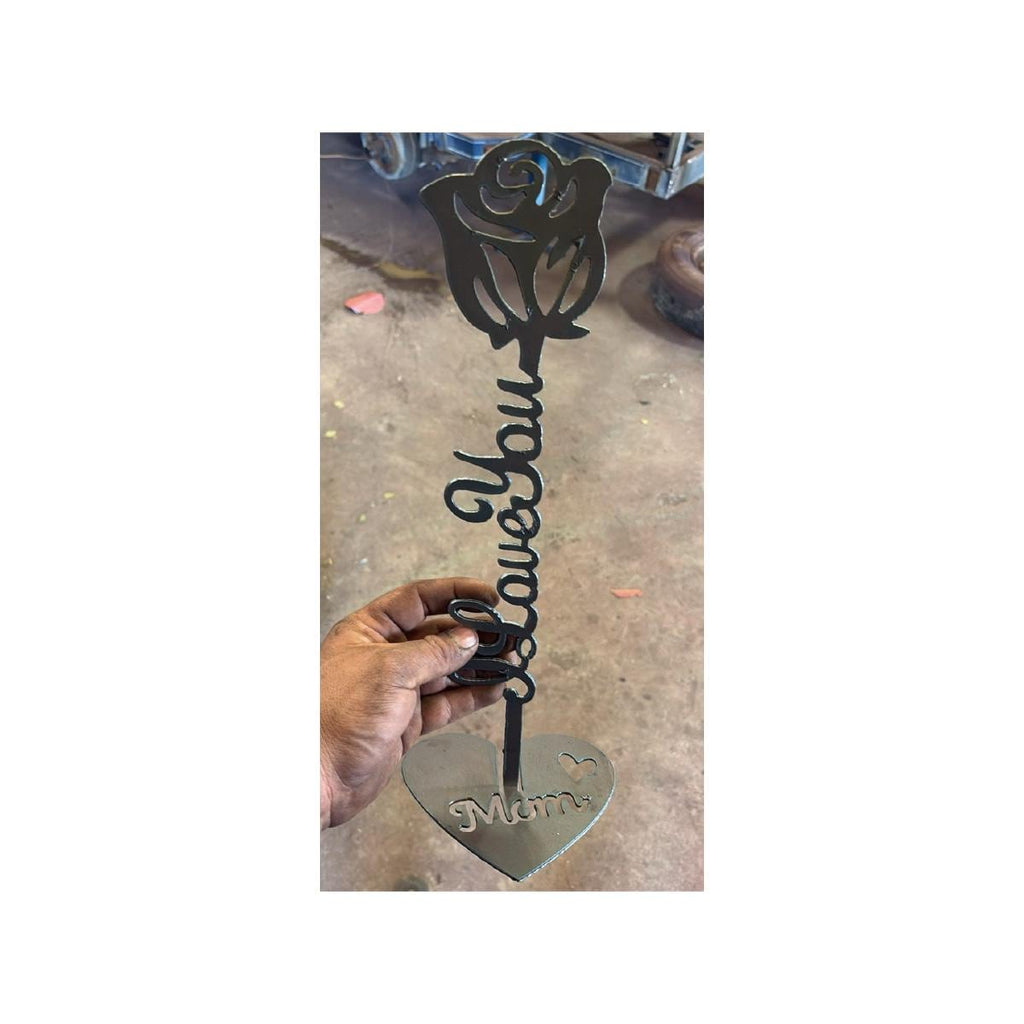 Mom Forever Rose, Heart Base finished metal example