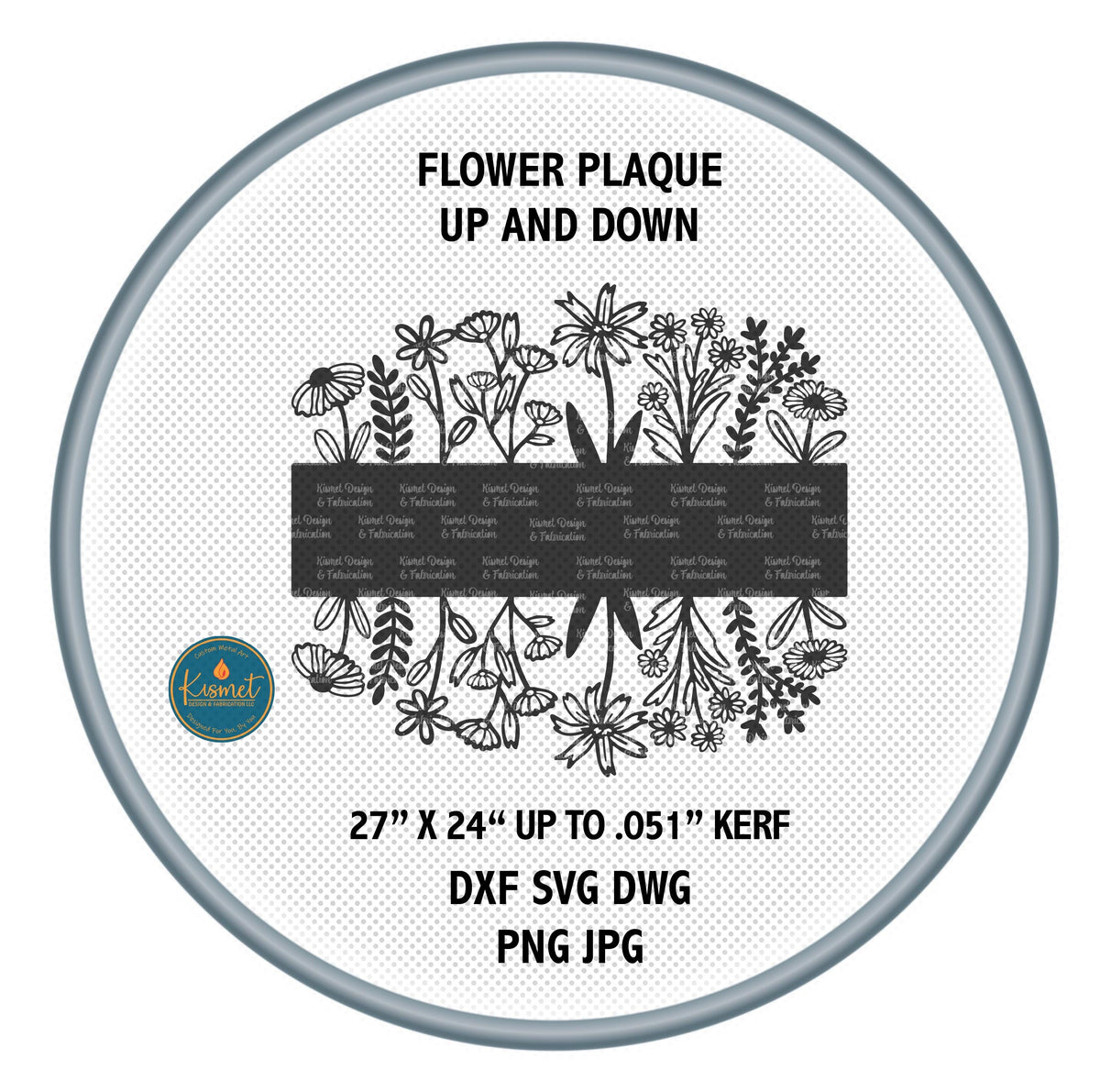 Floral Plaque Sign DXF/SVG design preview with file details (photo 3)