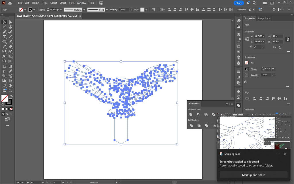 Owl Garden Stake vector paths in design software (photo 10)