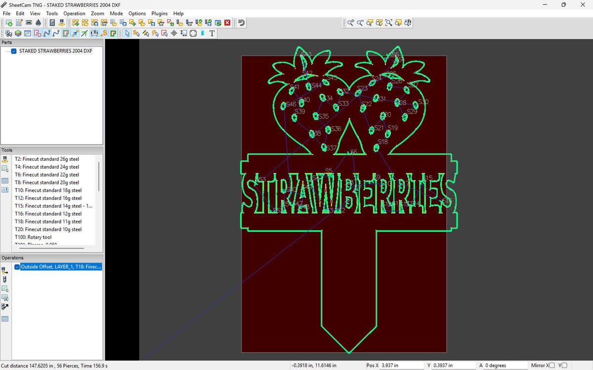 Strawberry Garden Stake vector paths in design software (photo 5)