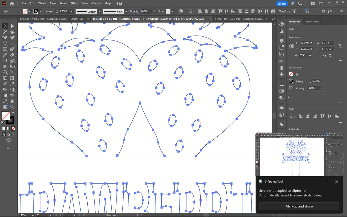 Strawberry Garden Stake vector paths in design software (photo 9)