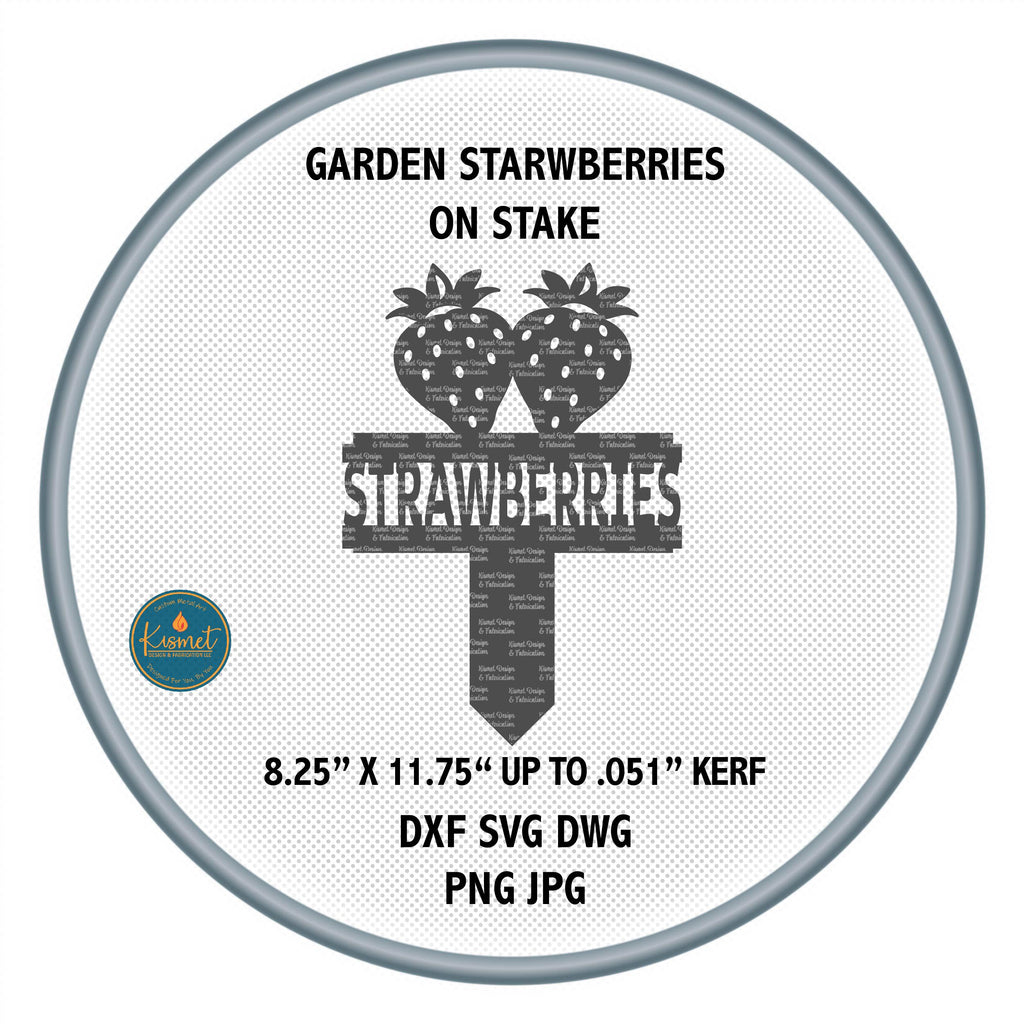 Strawberry Garden Stake DXF/SVG design preview with file details