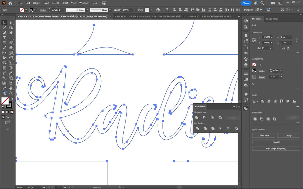 Radish Garden Stake vector paths in design software (photo 7)