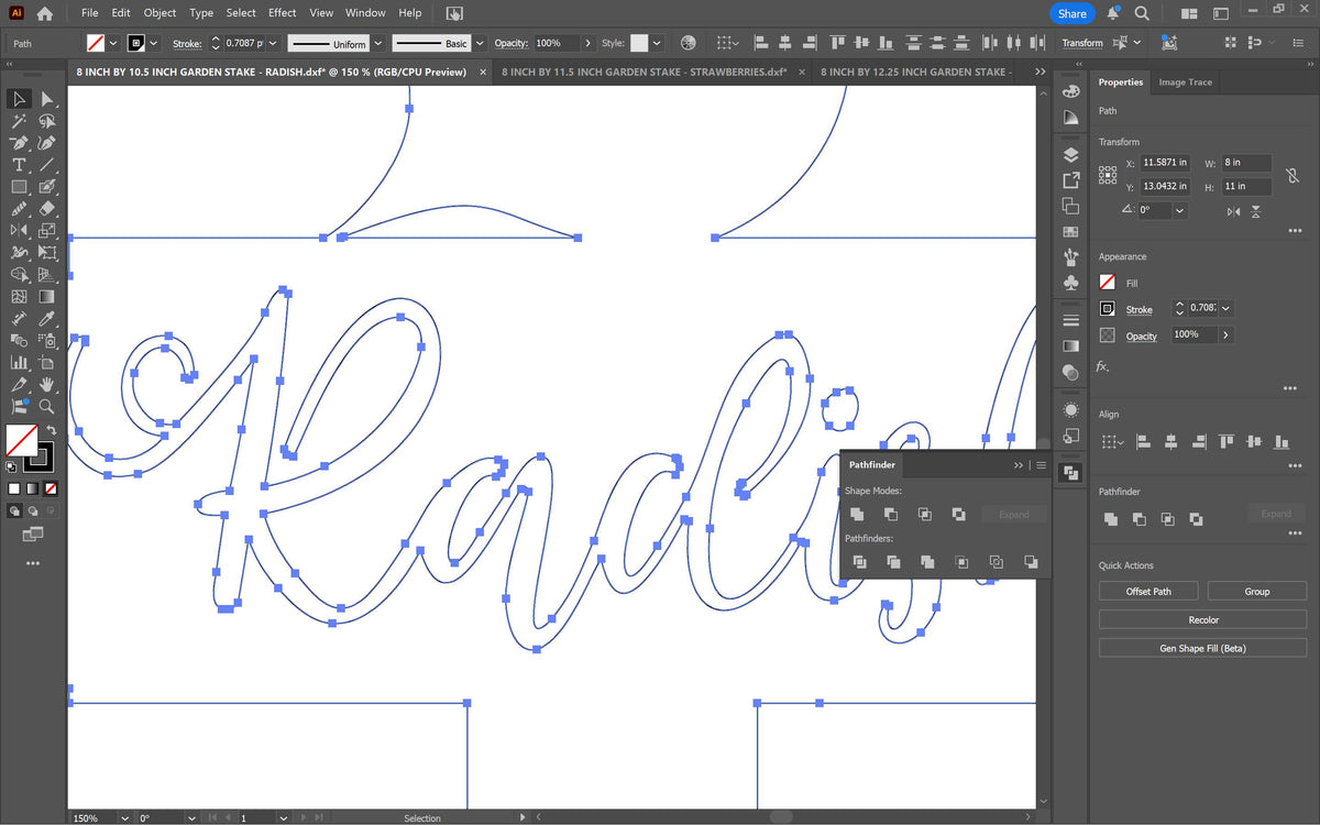 Radish Garden Stake vector paths in design software (photo 7)