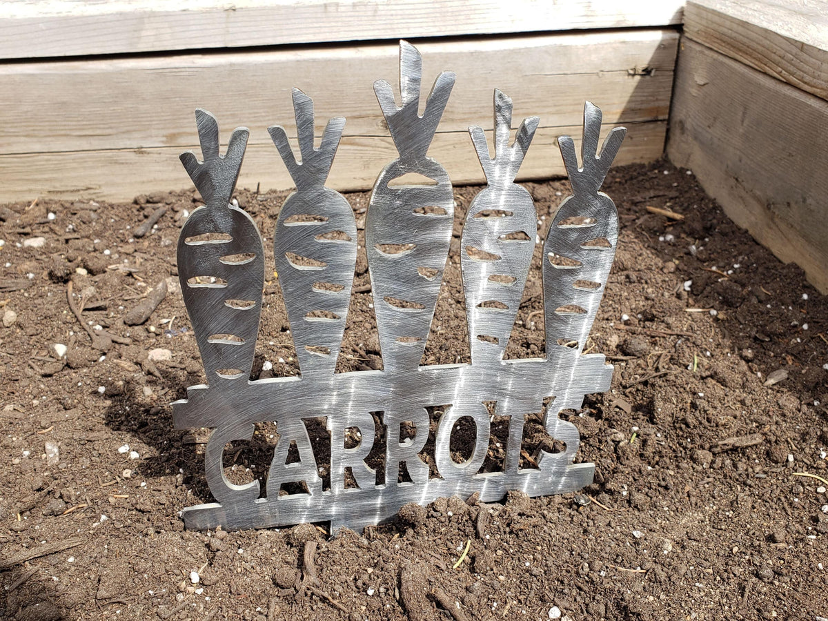 Carrot Garden Stake finished metal example