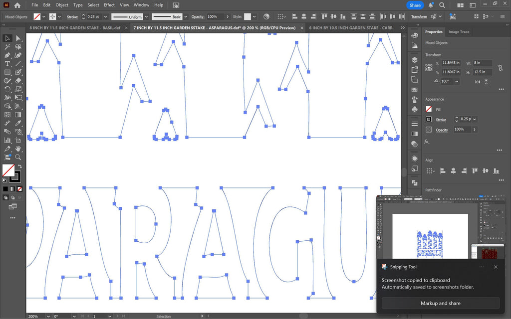 Asparagus Garden Stake vector paths in design software (photo 7)