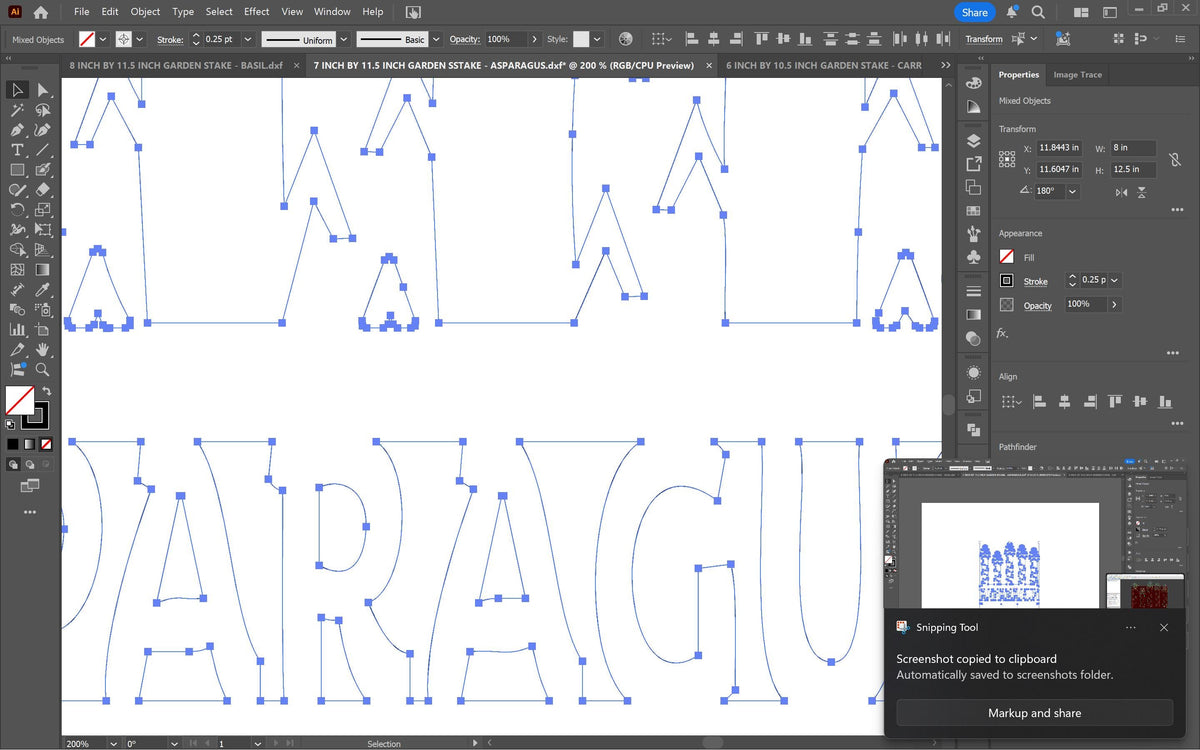 Asparagus Garden Stake vector paths in design software (photo 7)