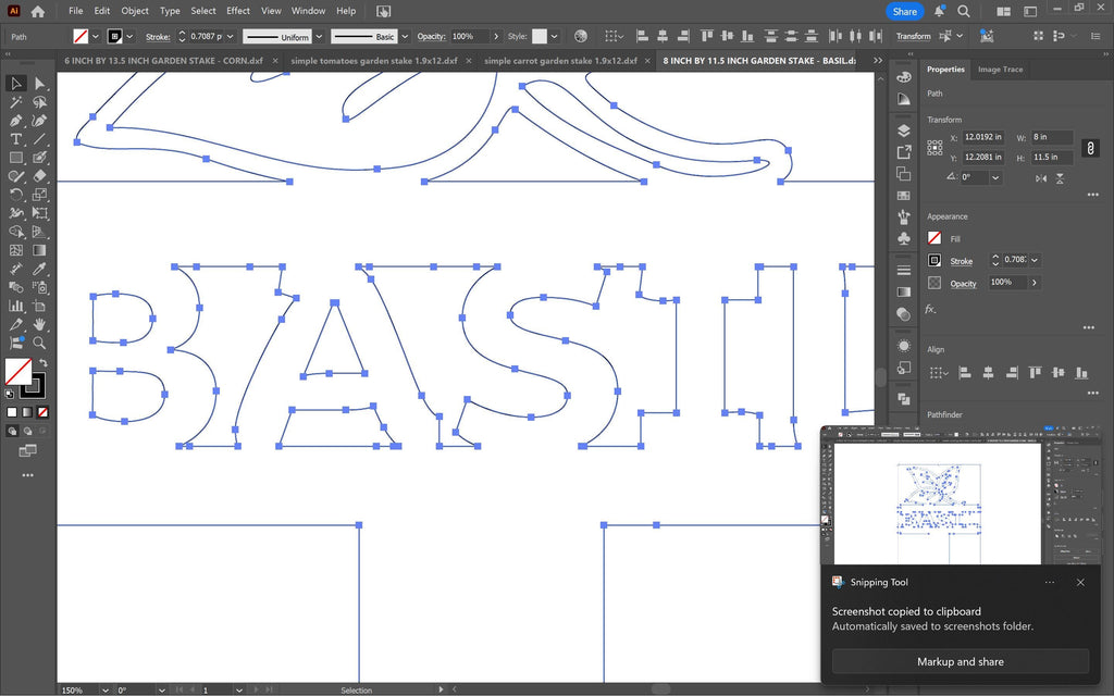 Basil Garden Stake vector paths in design software (photo 5)