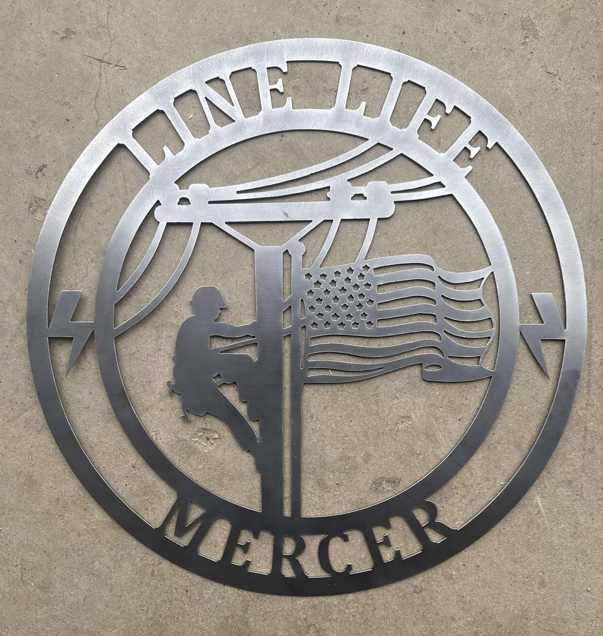 Journeyman Lineman Sign finished metal example