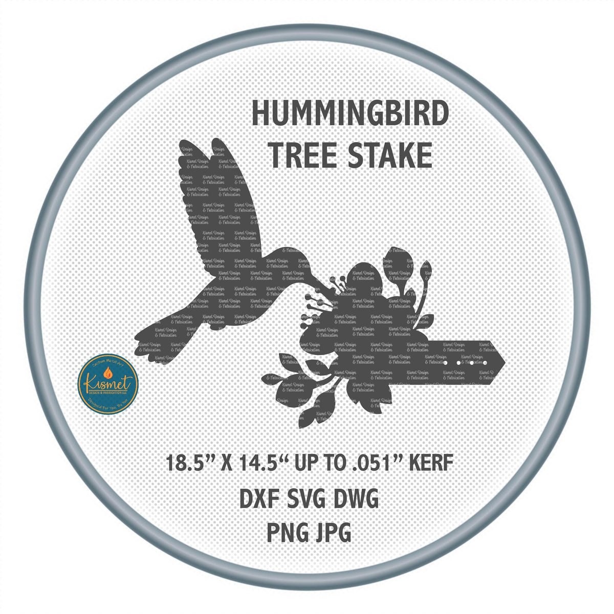 Hummingbird Tree Stake DXF/SVG design preview with file details (photo 2)
