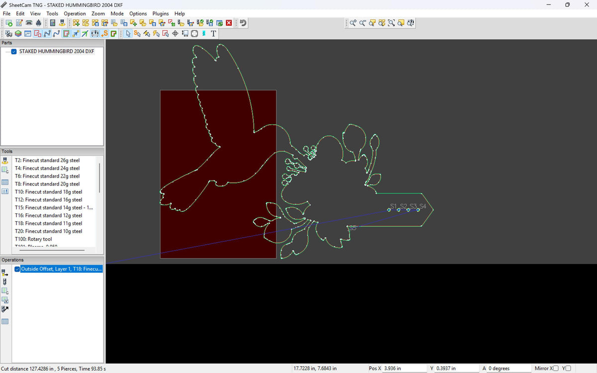 Hummingbird Tree Stake vector paths in design software (photo 7)