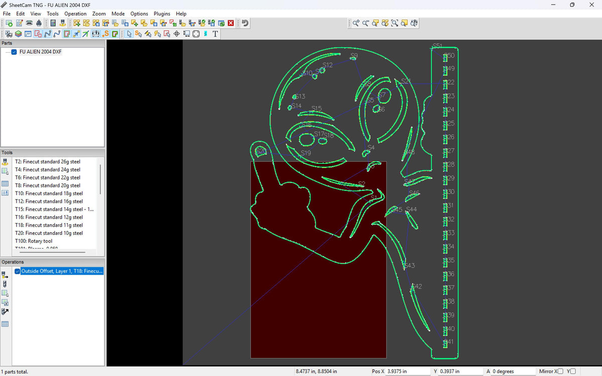 Peeking Alien Middle Finger vector paths in design software (photo 8)