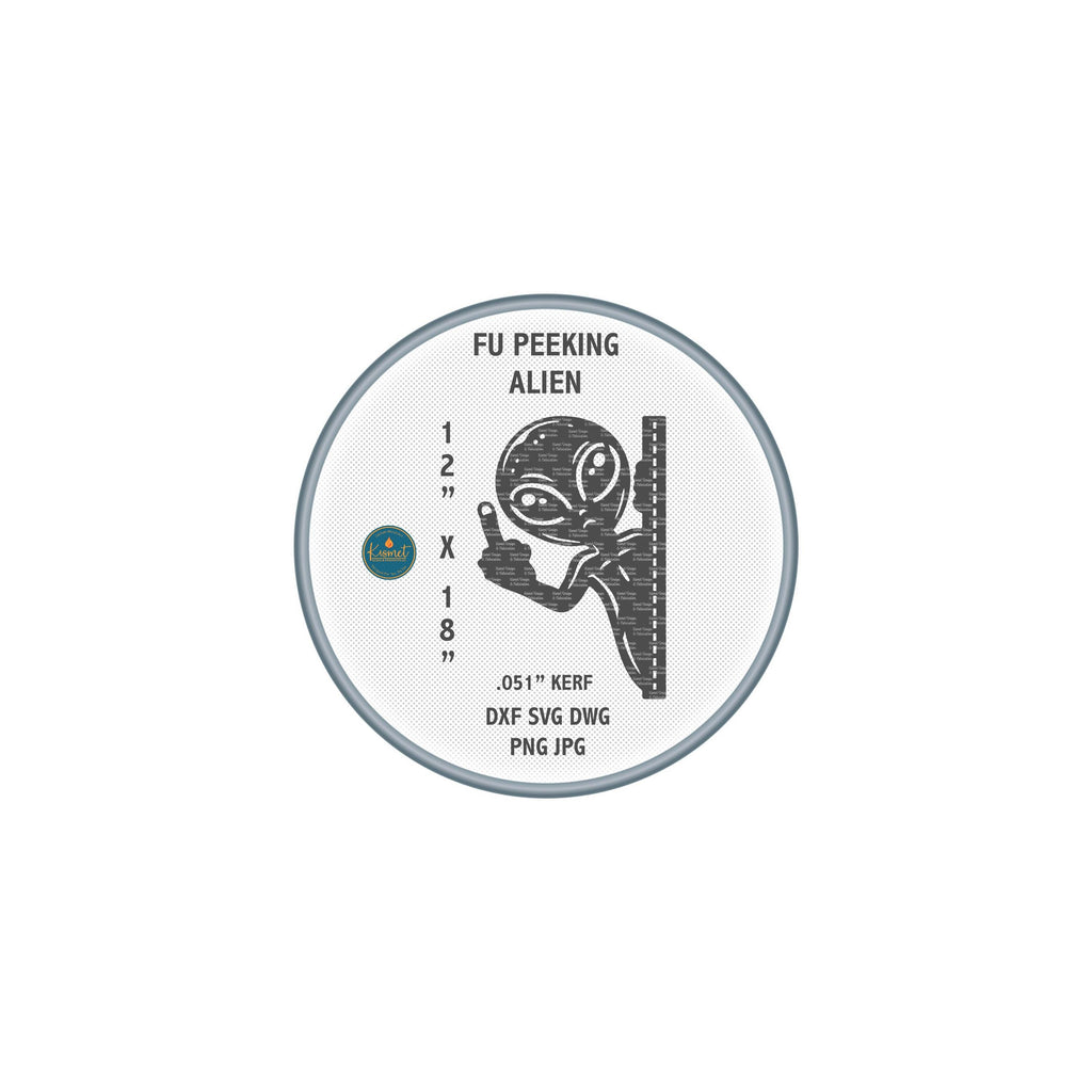 Peeking Alien Middle Finger DXF/SVG design preview with file details
