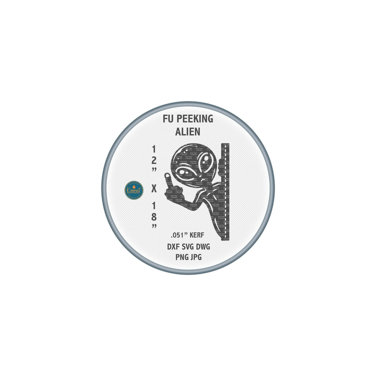 Peeking Alien Middle Finger DXF/SVG design preview with file details