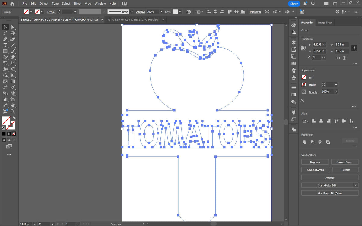 Tomato Garden Stake vector paths in design software (photo 9)