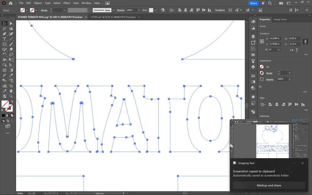 Tomato Garden Stake vector paths in design software (photo 8)