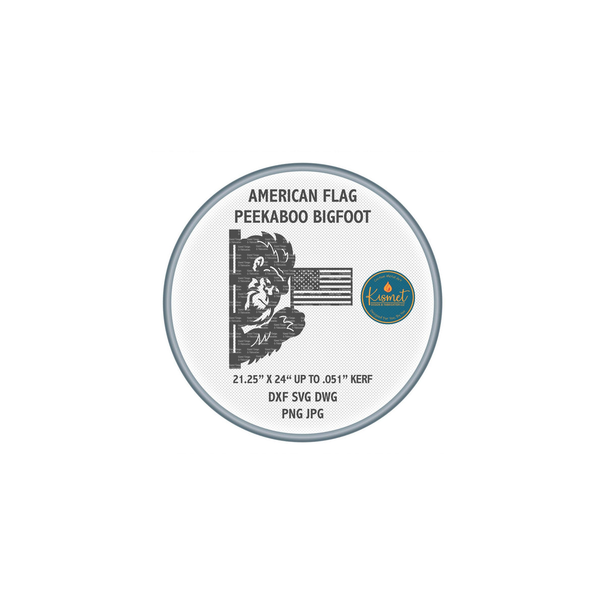 Peekaboo Bigfoot American Flag DXF/SVG design preview with file details (photo 5)