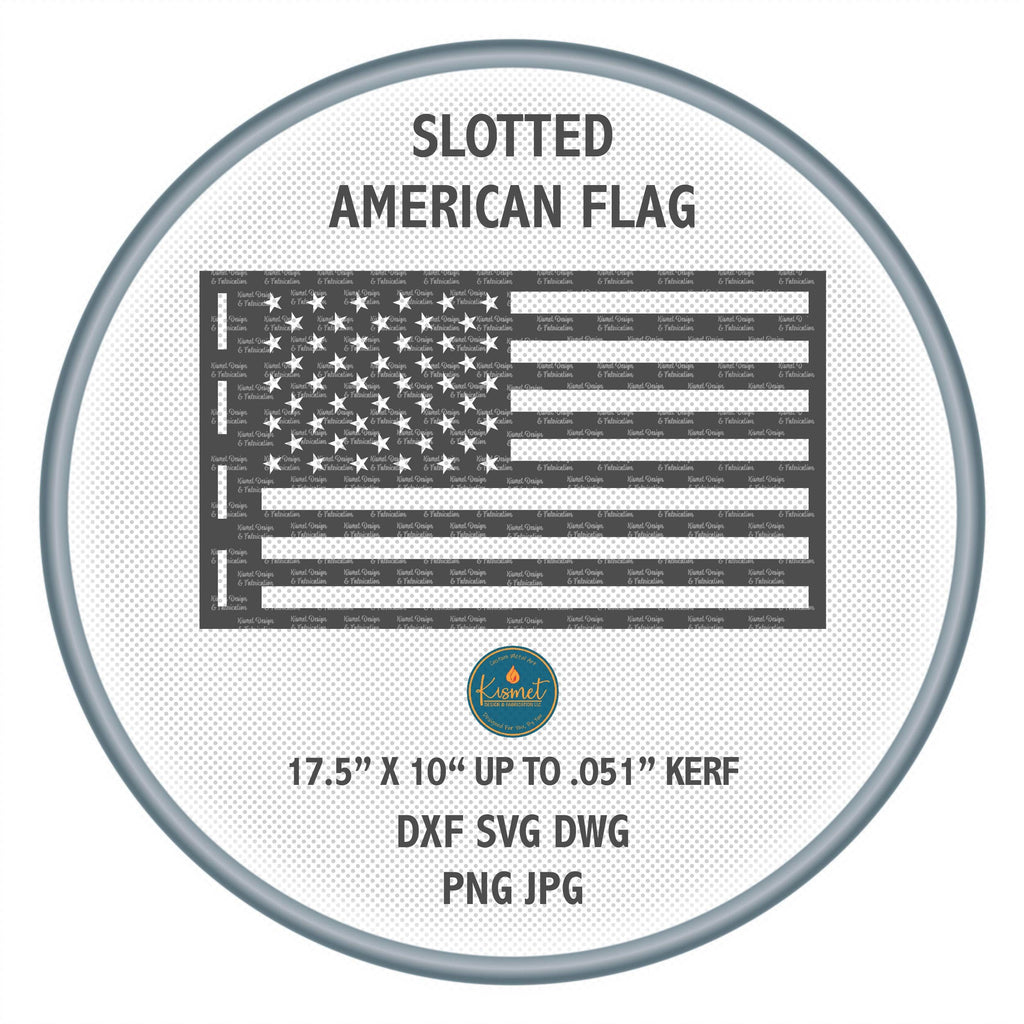 Slotted American Flag Sign DXF/SVG design preview with file details