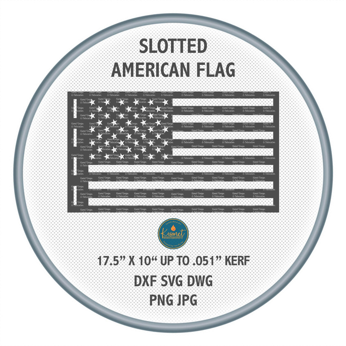 Slotted American Flag Sign DXF/SVG design preview with file details