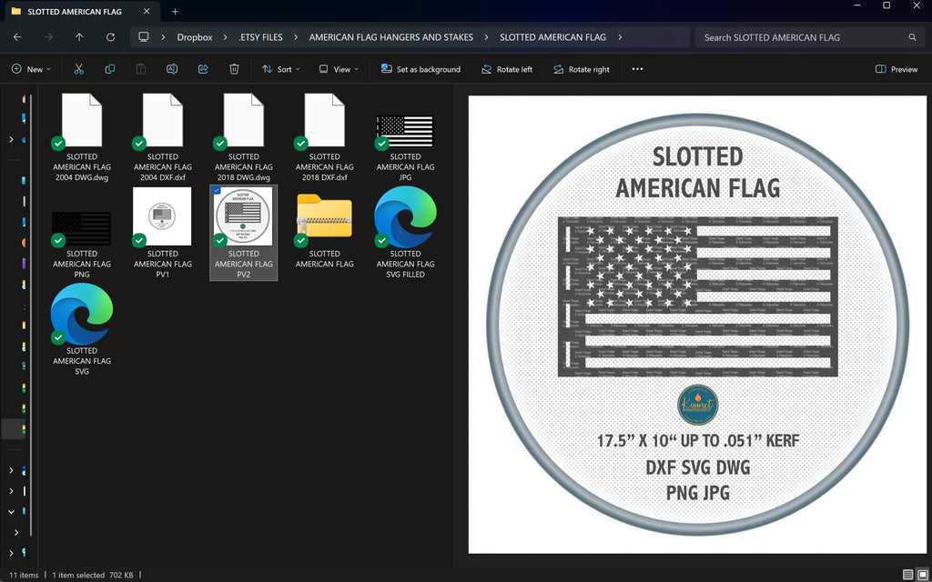 Slotted American Flag Sign vector paths in design software