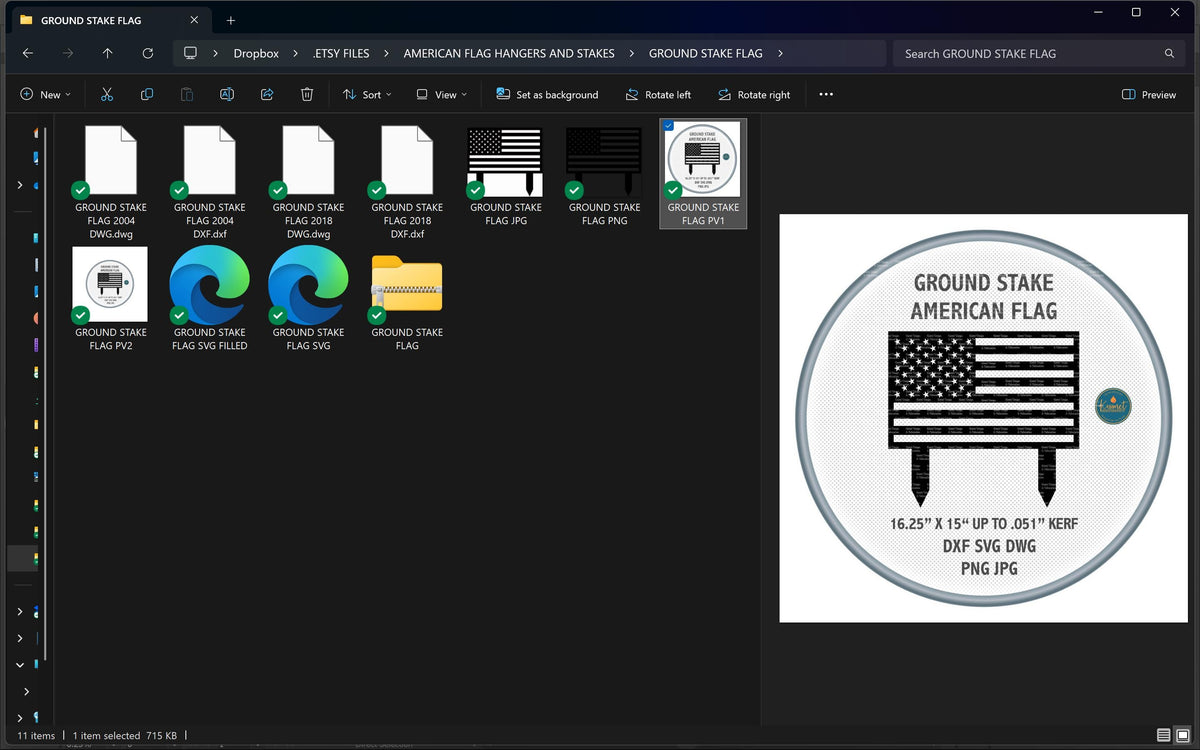 American Flag Garden Stake vector paths in design software