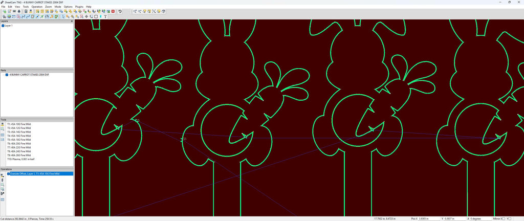 Four Bunny Carrot Yard Stakes vector paths in design software (photo 8)