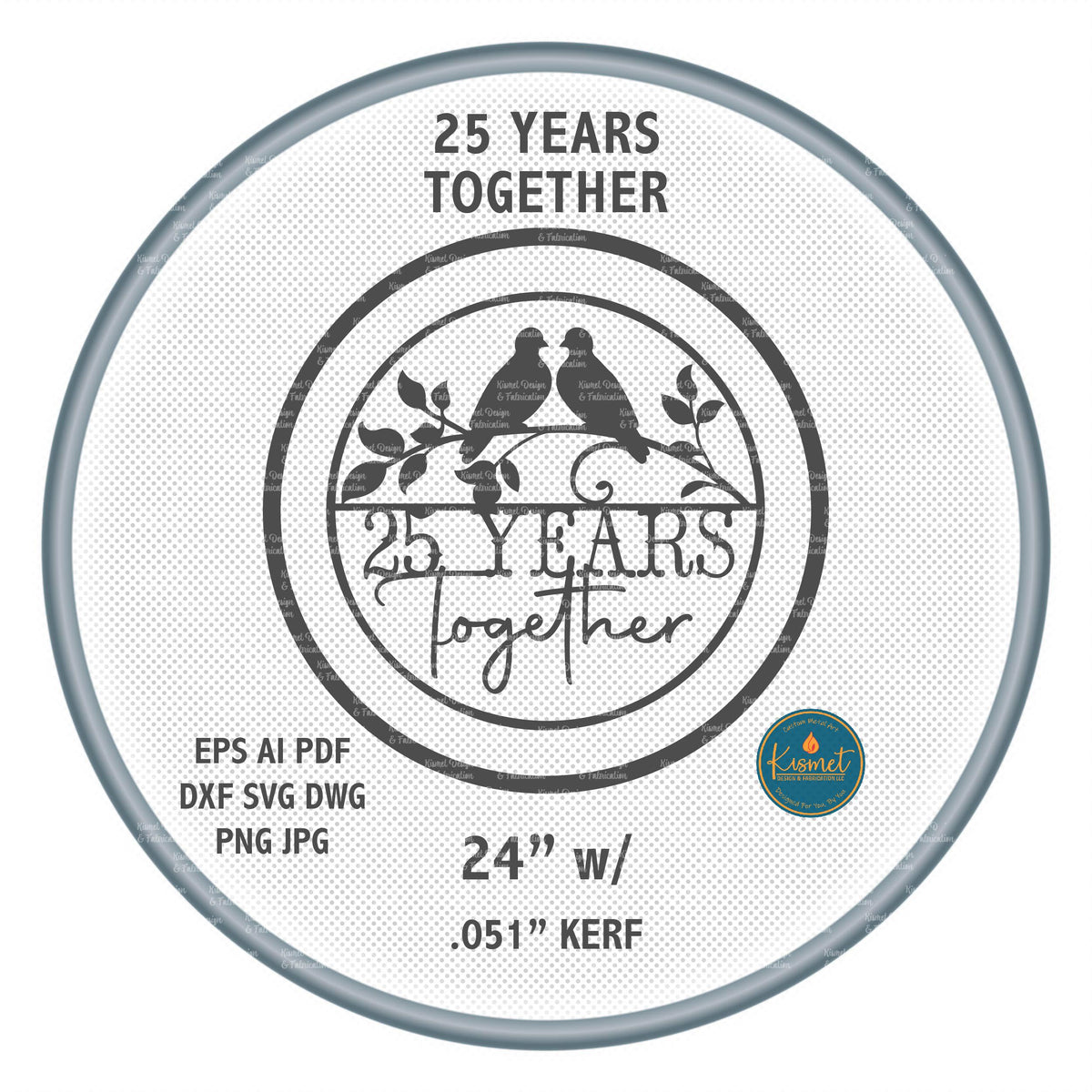25 Years Together Love Birds Sign DXF/SVG design preview with file details