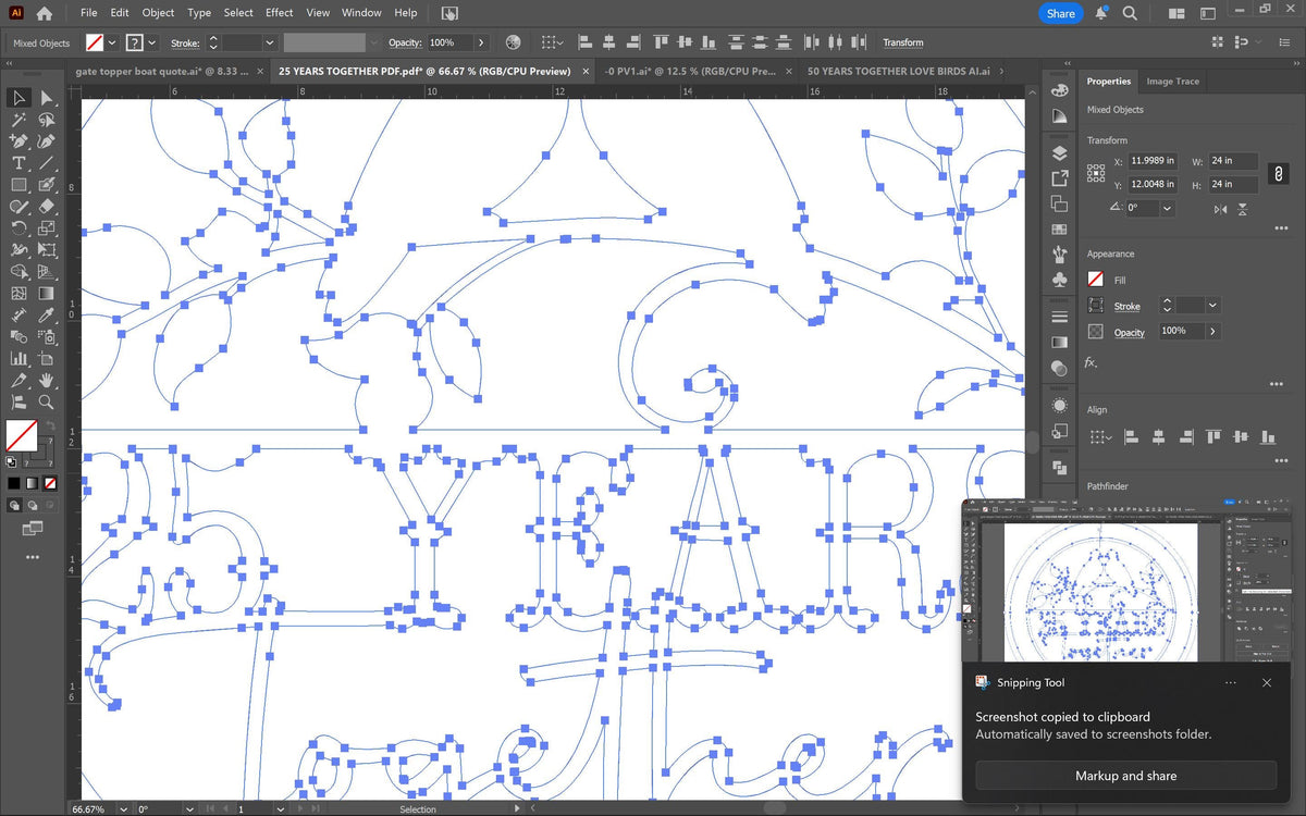 25 Years Together Love Birds Sign vector paths in design software (photo 5)