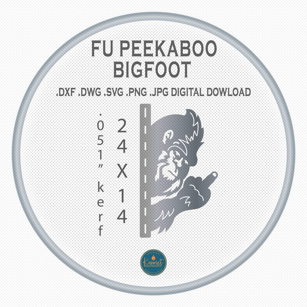 Peeking Bigfoot Middle Finger, Fence Strip DXF/SVG design preview with file details