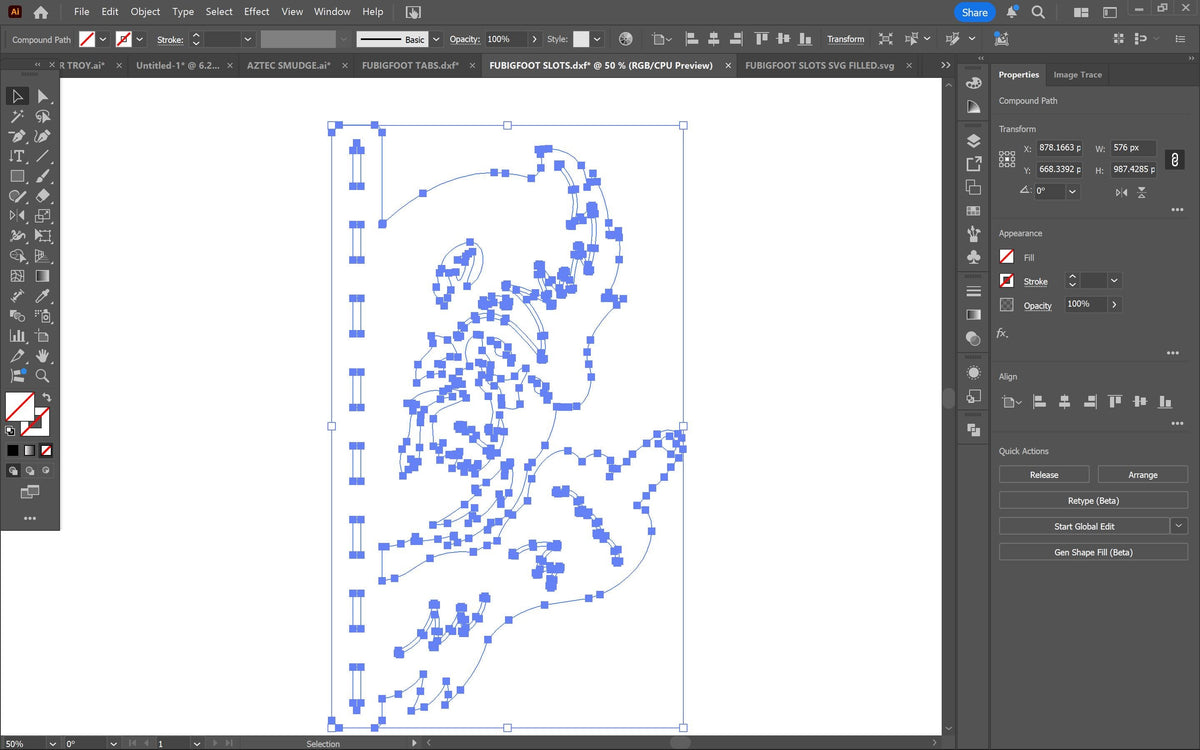 Peeking Bigfoot Middle Finger, Fence Strip vector paths in design software (photo 8)