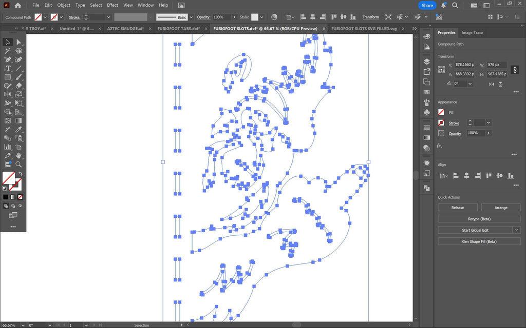 Peeking Bigfoot Middle Finger, Fence Strip vector paths in design software (photo 9)