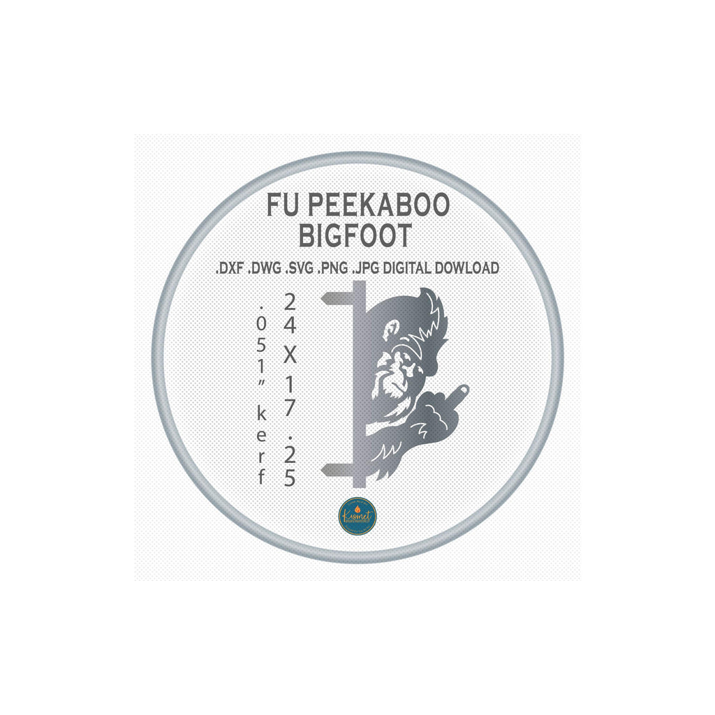 Peeking Bigfoot Middle Finger, Post Mount DXF/SVG design preview with file details (photo 5)