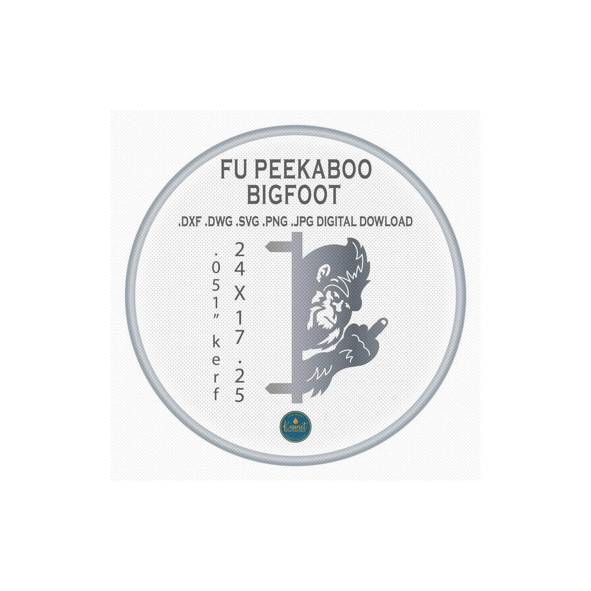 Peeking Bigfoot Middle Finger, Post Mount DXF/SVG design preview with file details (photo 5)