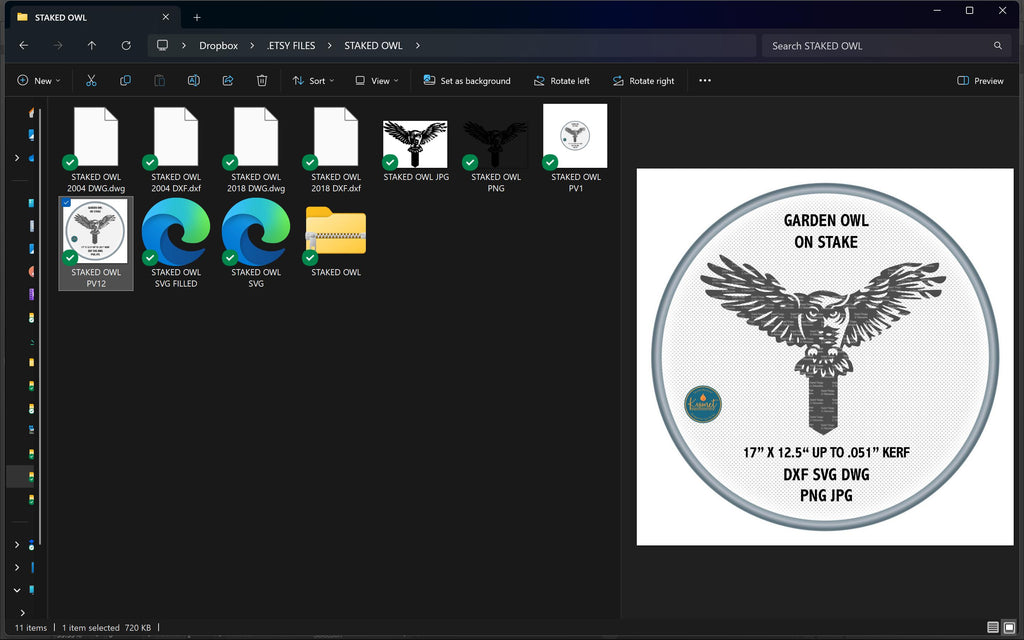 Owl Garden Stake vector paths in design software