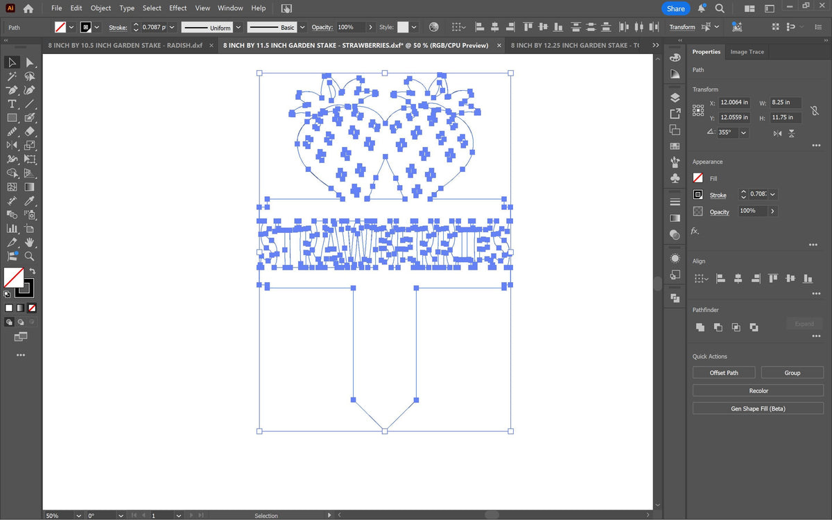 Strawberry Garden Stake vector paths in design software (photo 8)