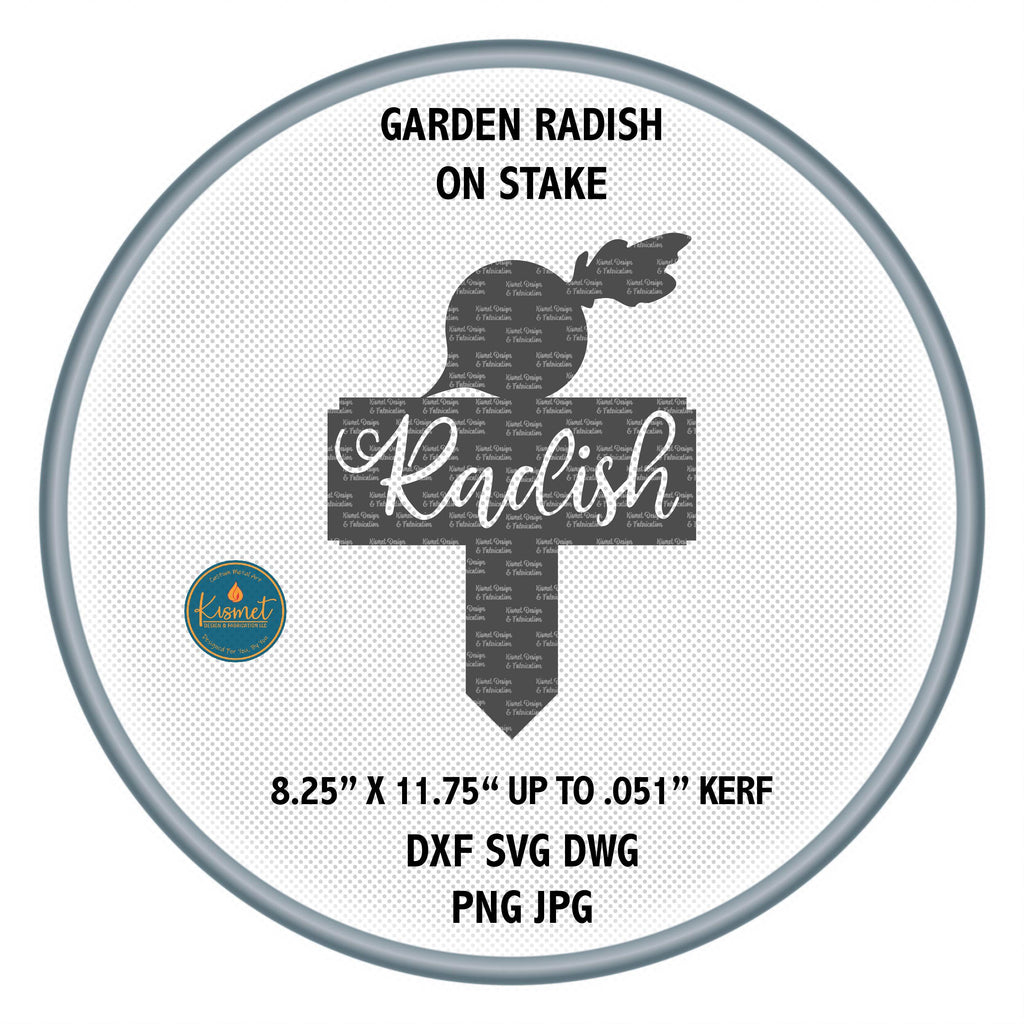 Radish Garden Stake DXF/SVG design preview with file details