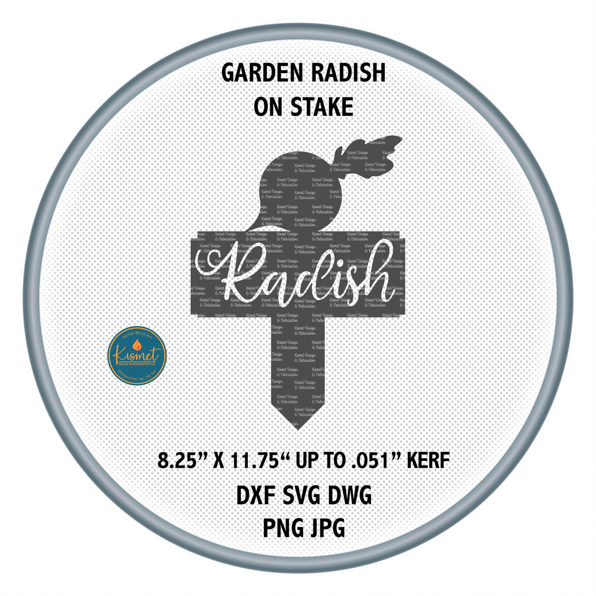 Radish Garden Stake DXF/SVG design preview with file details