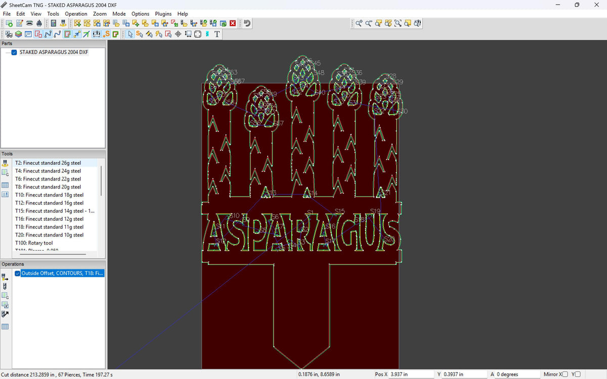 Asparagus Garden Stake vector paths in design software