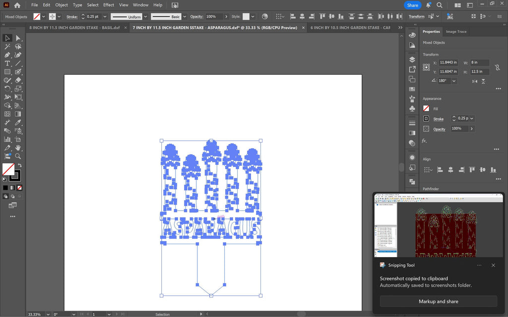 Asparagus Garden Stake vector paths in design software (photo 6)
