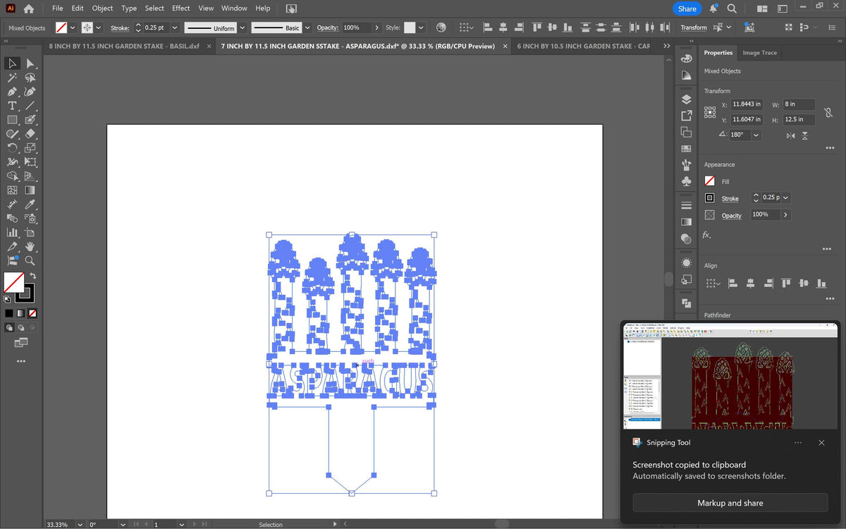 Asparagus Garden Stake vector paths in design software (photo 6)