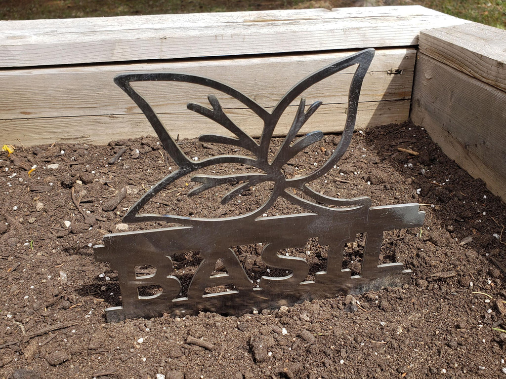 Basil Garden Stake finished metal example