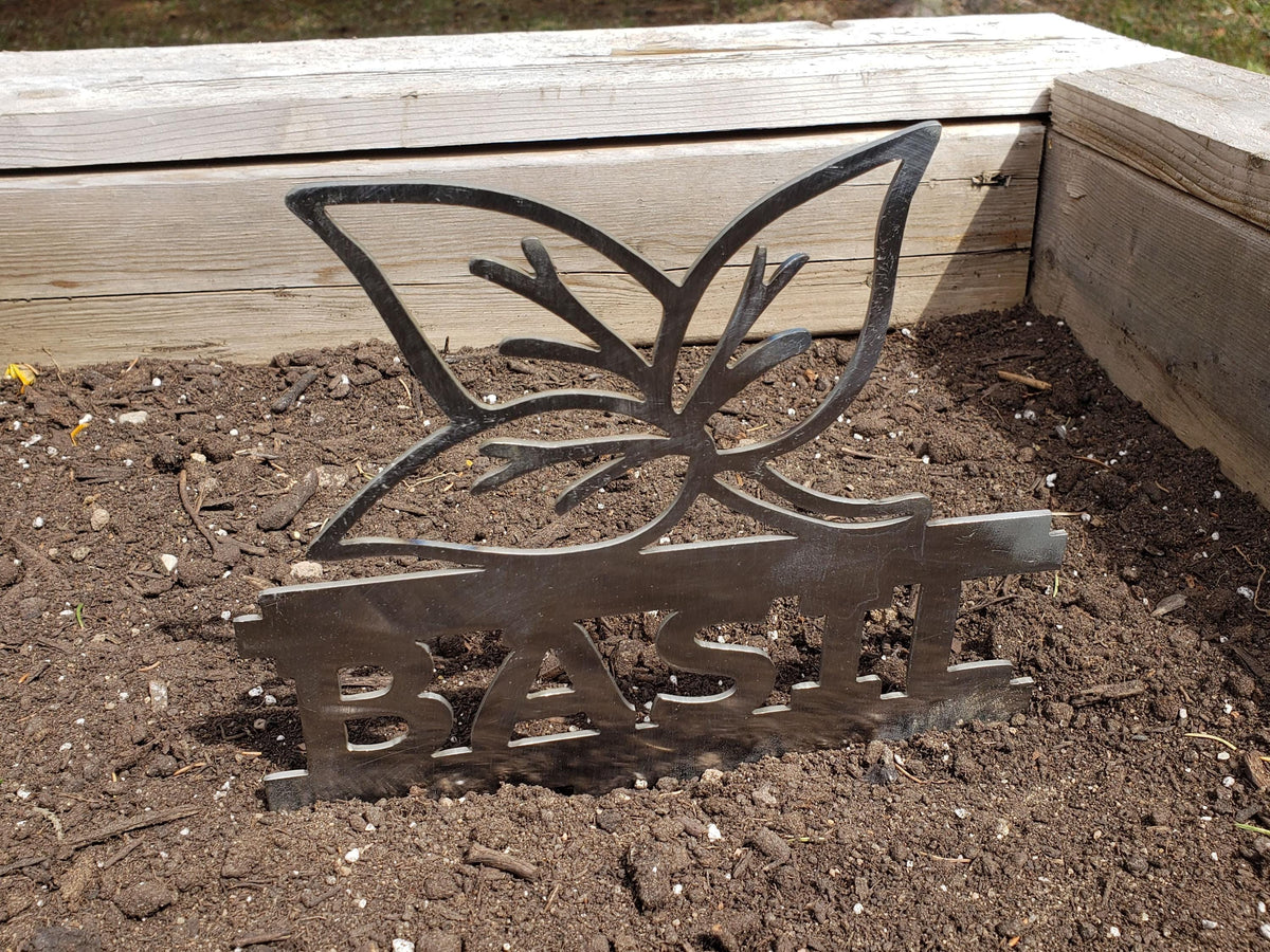 Basil Garden Stake finished metal example
