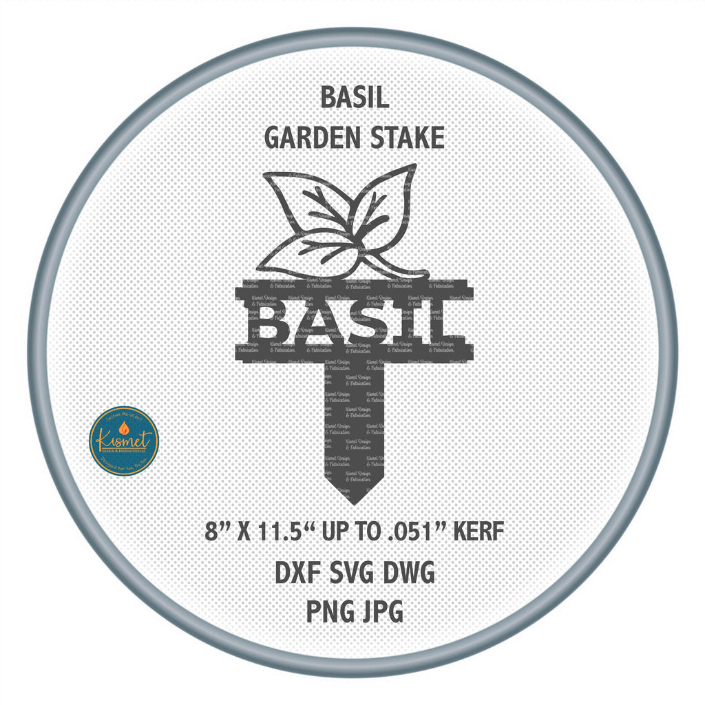 Basil Garden Stake DXF/SVG design preview with file details