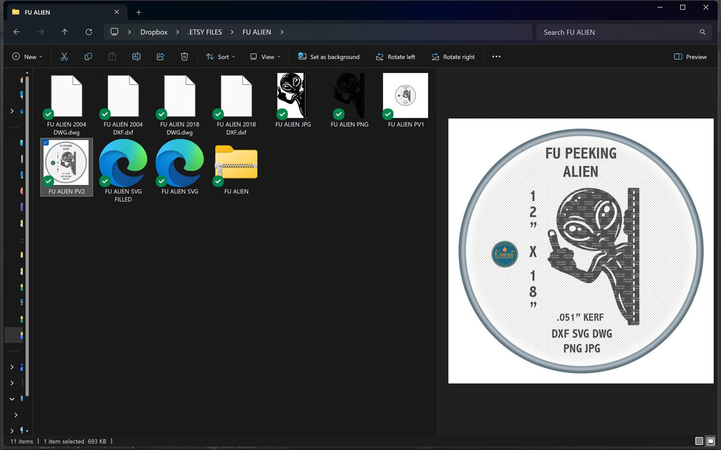 Peeking Alien Middle Finger vector paths in design software
