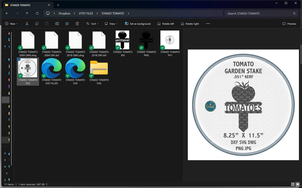 Tomato Garden Stake vector paths in design software