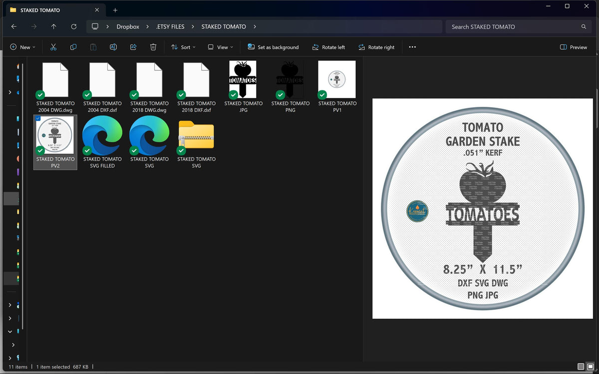 Tomato Garden Stake vector paths in design software
