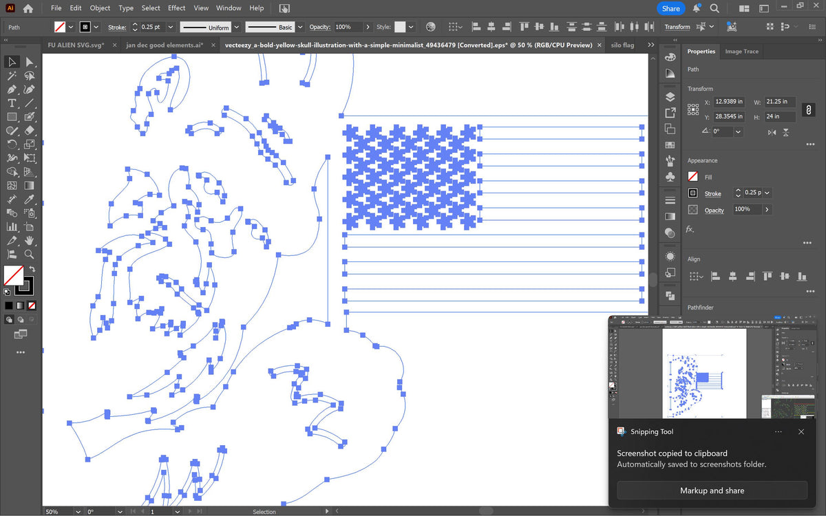 Peekaboo Bigfoot American Flag vector paths in design software (photo 6)