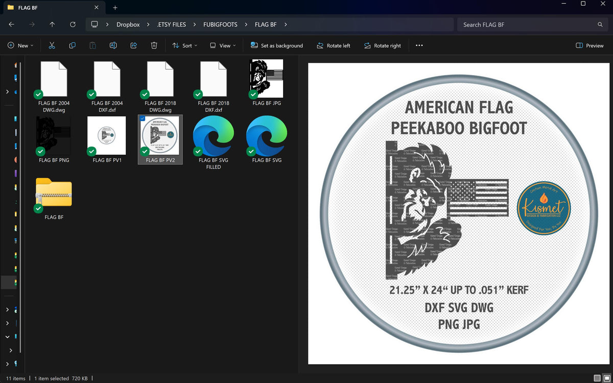 Peekaboo Bigfoot American Flag vector paths in design software